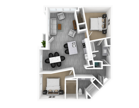 2 Bed 2 Bath, 1,479 sq ft, Forrest Floorplan at The Whit in Indianapolis, IN 46204